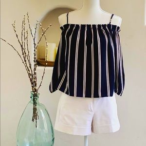 Navy Striped Crop Top